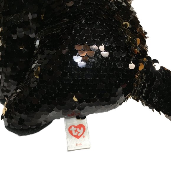 TY Flippables JINX Black Cat Halloween Sequin Plush (Medium Size - 9 in.) Toy - Picture 9 of 9